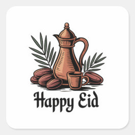 Quadrado Design de Adesivo Vintage Dallah Café Árabe Eid