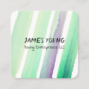 Quadrado design de aquarela cartão de visita personalizado