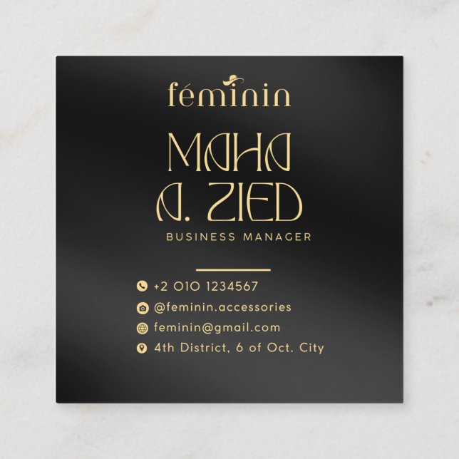 Quadrado Design de Cartão de visita personalizado elegante (Verso)