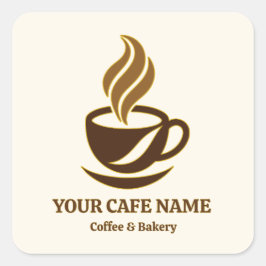 Quadrado Design de logotipo de adesivo de abertura de café