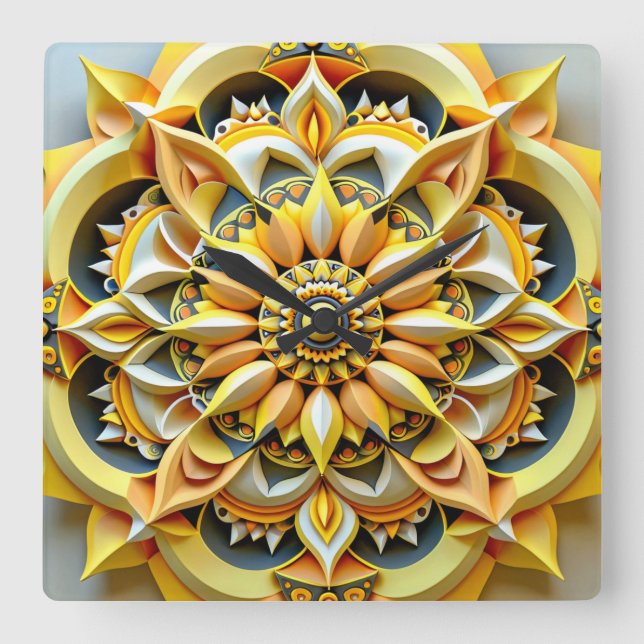 Quadrado design de relógio triádico (Frente)