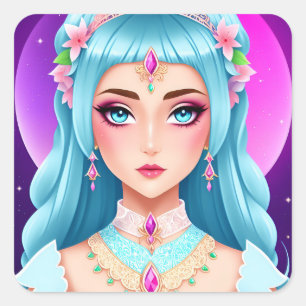 Quadrado Design do adesivo da Princesa Portraje Sapphire