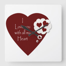 Quadrado Dias de os namorados adoram relógio do coração