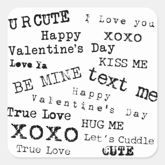 Quadrado Dizeres do Coração do DIA DOS NAMORADOS Adesivo de (Frente)