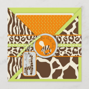 Quadrado do convite do menino LGR do safari