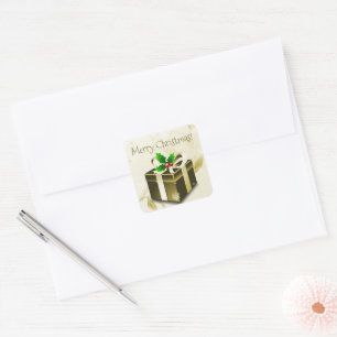 Quadrado Dourado adesivo de presentes de Natal