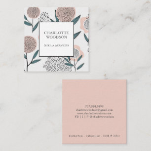 Quadrado Dusty Peach Floral Doula Magnetic Cartão de visita