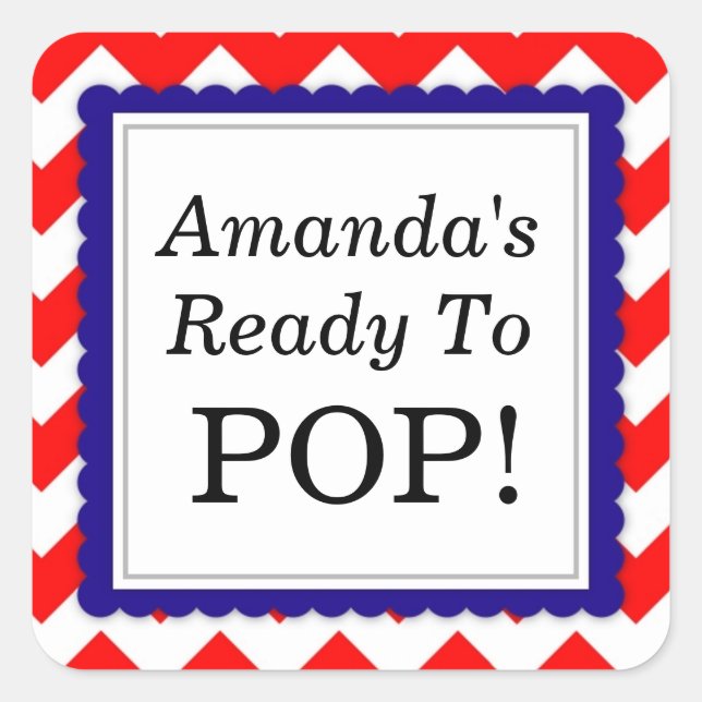 Quadrado Ela está pronta para o adesivo Pop Square - Design (Frente)