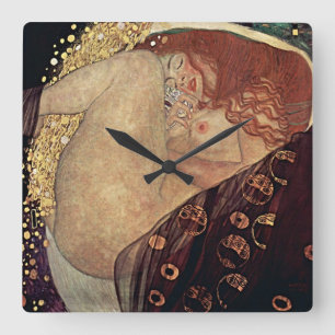 Quadrado Elegância do ouro: Relógio inspirado no Klimt