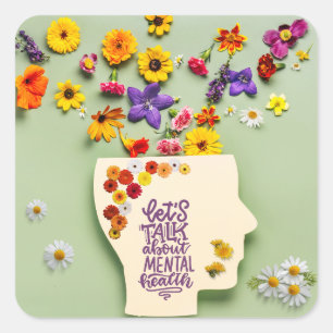 Quadrado Elegante Adesivo de Saúde Mental   você é suficien