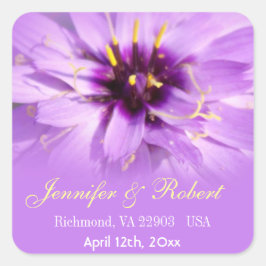 Quadrado Elegante, bonito adesivo de casamento de flores ro