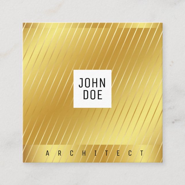 Quadrado Elegante Dourado Square Cartão de visita (Frente)