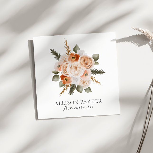 Quadrado Elegante Florista Cartão de visita Floriculturista (Criador carregado)