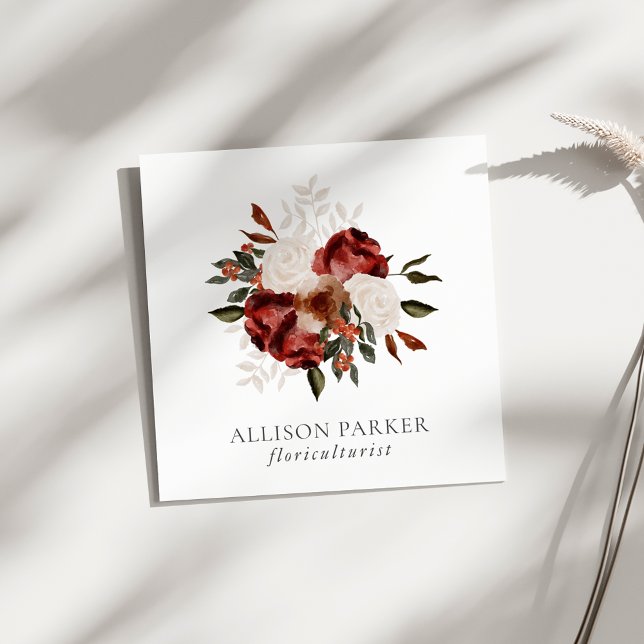 Quadrado Elegante Florista Cartão de visita Floriculturista (Criador carregado)