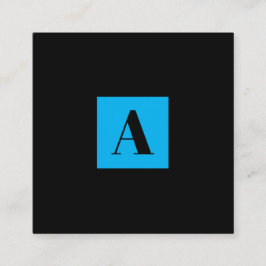 Quadrado Elegante Monograma cartão de visita Azul