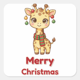 Quadrado Enfeites de Natal de Girafa Adesivo