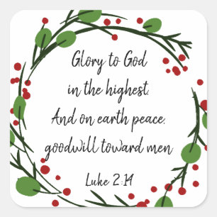 Quadrado Escritura do adesivo da Escritura de Natal Cristã