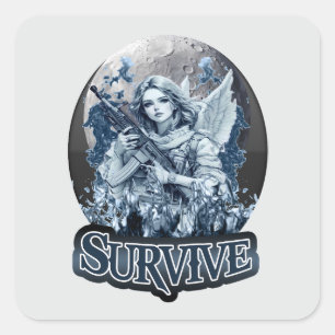 Quadrado Estampa Anjo – Cyberpunk Guardian Angel - Adesivo