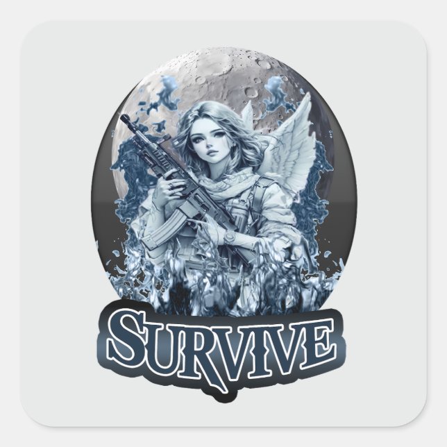 Quadrado Estampa Anjo – Cyberpunk Guardian Angel - Adesivo (Frente)