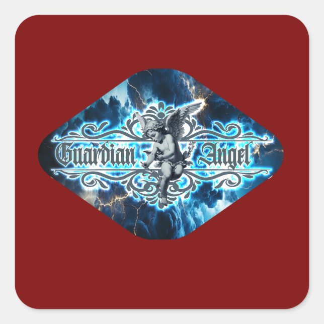 Quadrado Estampa Anjo - Guardian Angel – Adesivo (Frente)