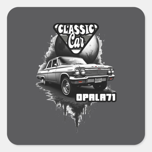 Quadrado Estampa Carro - Classic Car Opala 71 - Adesivo (Frente)
