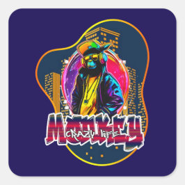 Quadrado Estampa Graffiti Art Monkey Rap Hip Hop - Adesivo