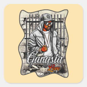 Quadrado Estampa Hip Hop - Gangsta Love - Adesivo