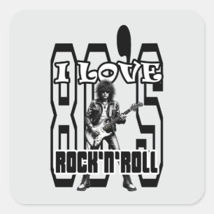 Quadrado Estampa Rock - I Love 80s Rock’n’Roll – Adesivo