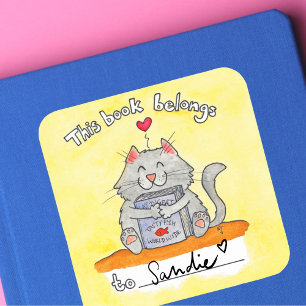Quadrado Este livro pertence ao adesivo de gato Por Nicole