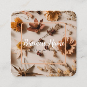 Quadrado Estética Boho Floral Seco Cartão de Visita