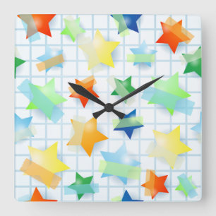Quadrado Estrelas de papel, relógio
