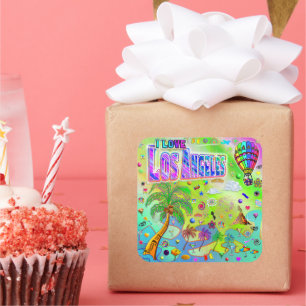 Quadrado EU AMO Adesivo de Melodia Atemporal de Los Angeles