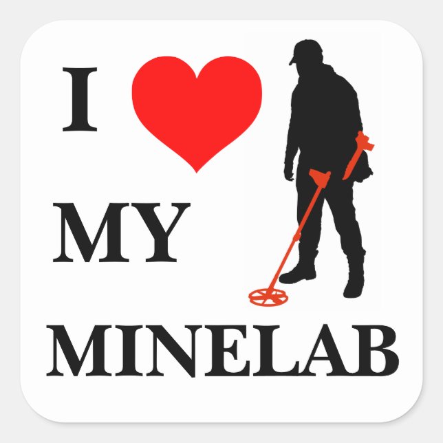 Quadrado Eu amo meu adesivo decal Minelab (Frente)
