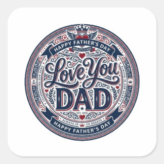 Quadrado Eu Amo Você Papai Adesivo Vintage do Dia dos Pais