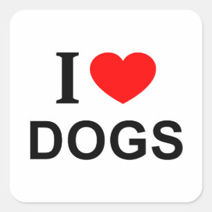 QUADRADO EU ❤️ CÃES EU AMO CÃES EU ADORO CÃES ADESIVO QUADR
