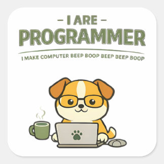 Quadrado Eu Sou Programador Adesivo Redondo Clássico Engraç