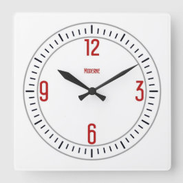 Quadrado Euromoderno 1 Relógio Vermelho