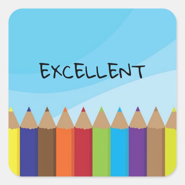 Quadrado Excelente adesivo escolar (Frente)