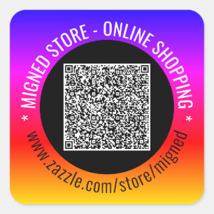 Quadrado Exemplo de Adesivo de Código QR Colorido Personali