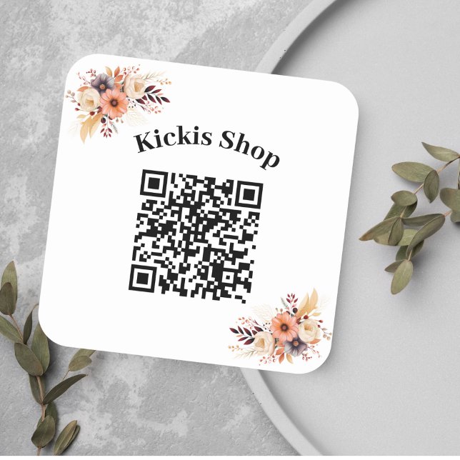 Quadrado Faça seu próprio adesivo de código QR da empresa (Make Your Own Company QR Code Sticker)