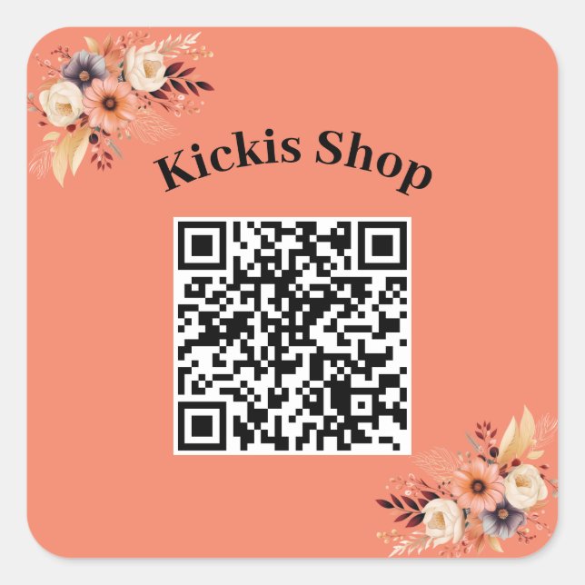 Quadrado Faça seu próprio adesivo de código QR da empresa (Frente)
