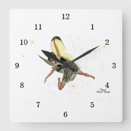 Quadrado Fada De Rapariga Com Relógio De Paredes Amarelas