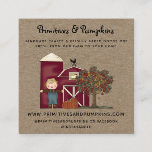 Quadrado Fall Country Barn Kraft Cartão de visita