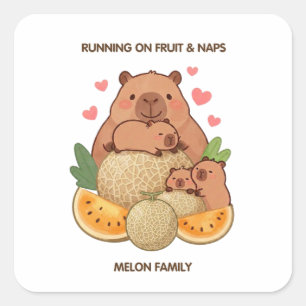 Quadrado Família de Capivara Melão – Adesivo de Fruta & Son