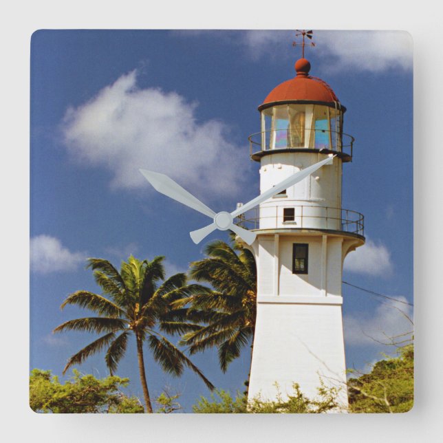 Quadrado Farol Diamond Head, O'ahu, Relógio Hawai'i (Frente)
