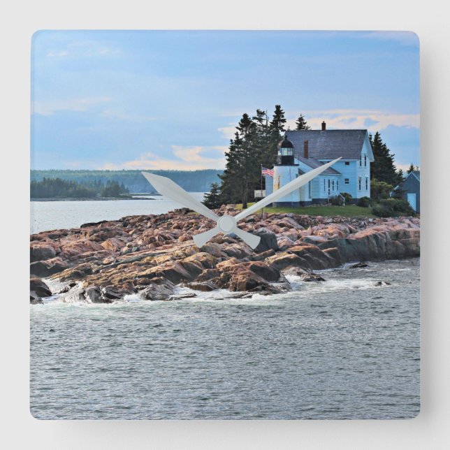 Quadrado Farol do porto de inverno, Relógio Maine (Frente)