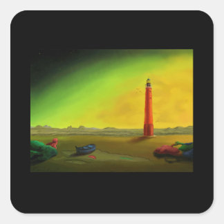Quadrado Farol num adesivo de Paisagem Barren