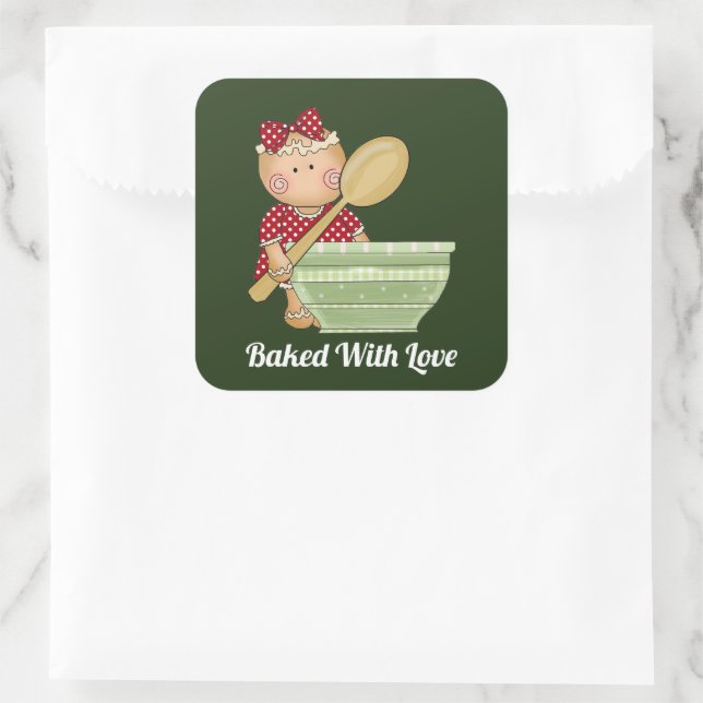 Quadrado Feita com amor adiciona mensagem assando adesivo d (Bolsa)