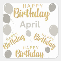 Feliz aniversário Abril aniversariantes Adesivo