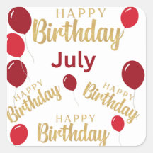 Feliz aniversário Adesivo de aniversários de julho